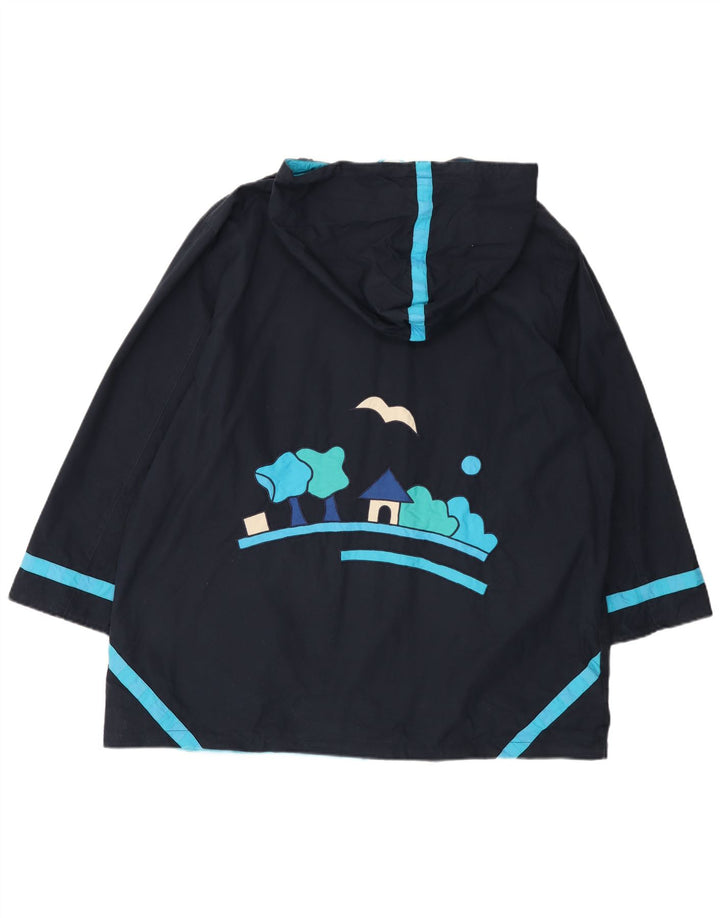 DW-SHOP Abrigo cortavientos con capucha y gráfico para mujer UK 20 2XL Algodón azul marino