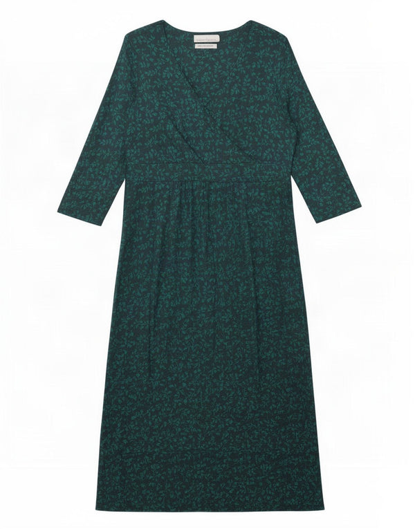Seasalt Cornwall Vestido largo de manga 3/4 para mujer UK 44 Verde medio Floral
