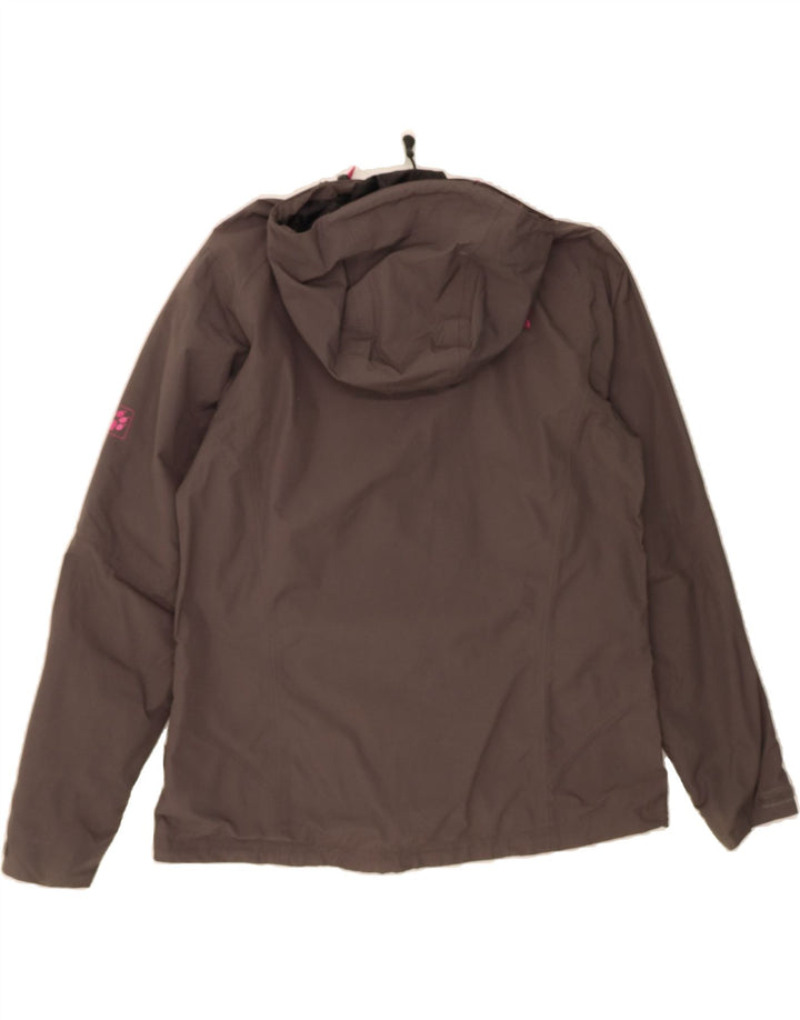 JACK WOLFSKIN Womens Hooded Rain Jacket UK 16 Large Grey Polyamide Vintage Jack Wolfskin and Second-Hand Jack Wolfskin from Messina Hembry 