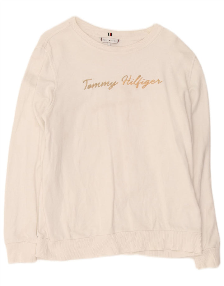 Tommy Hilfiger Sudadera de gran tamaño con gráfico para mujer UK 10 Small White