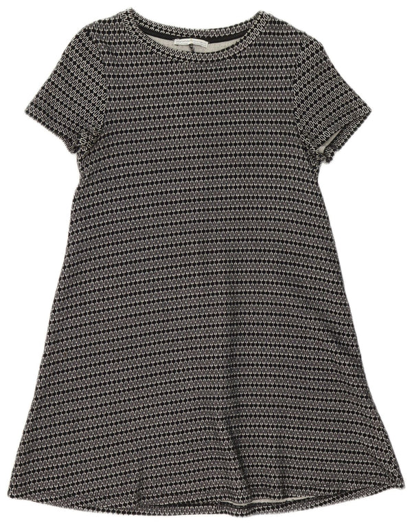 Zara Womens Short Sleeves Tunic Dress UK 8 Small Black Geometric