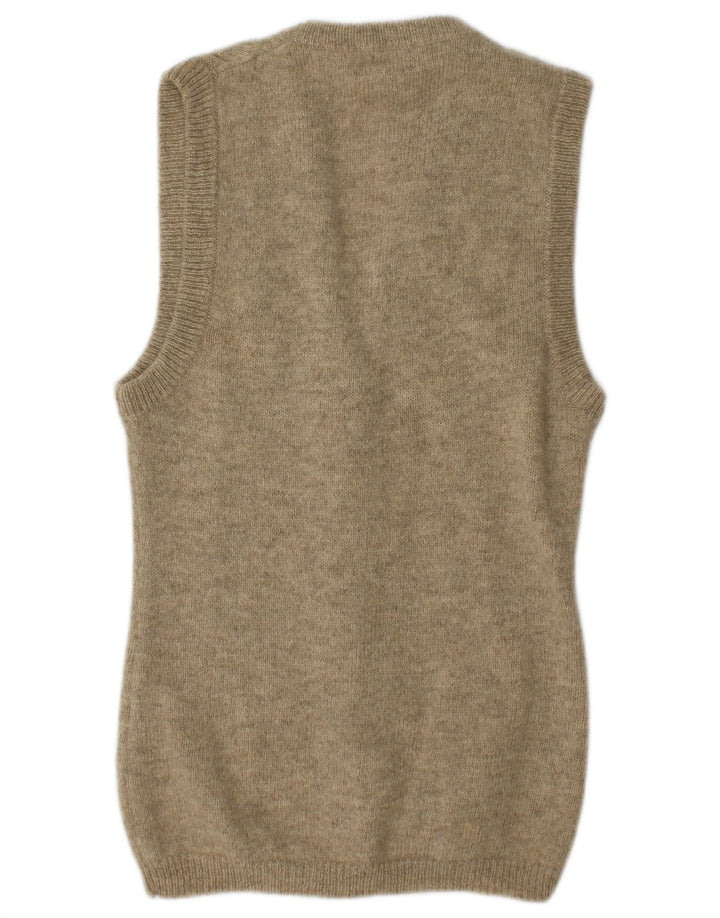 Stefanel Suéter tipo cárdigan sin mangas para mujer UK 44 Medium Beige