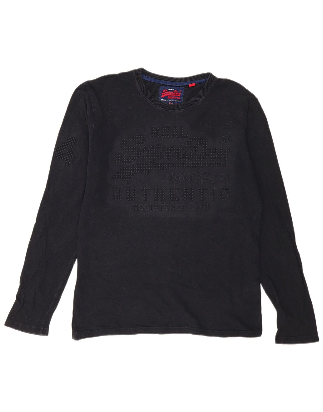 Superdry Top gráfico de manga larga de algodón negro grande para hombre