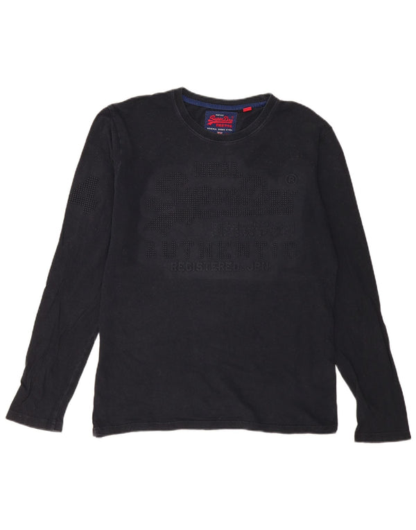 Superdry Top gráfico de manga larga de algodón negro grande para hombre