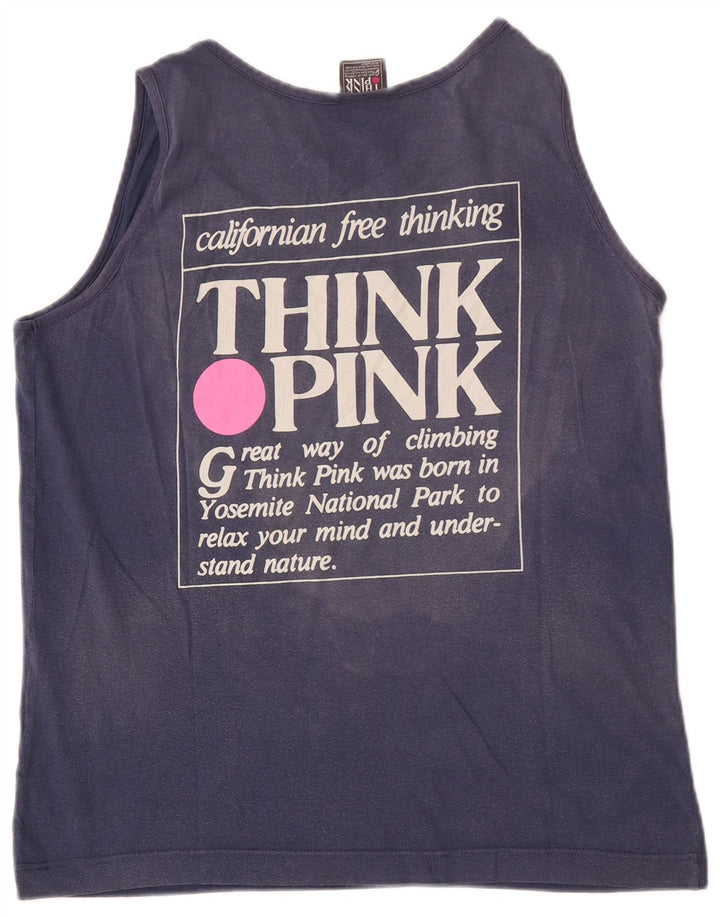 Think Pink Camiseta sin mangas estampada para hombre pequeña Algodón azul marino