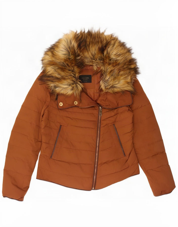Zara Mujer Chaqueta Acolchada UK 44 Marrón Medio Poliéster