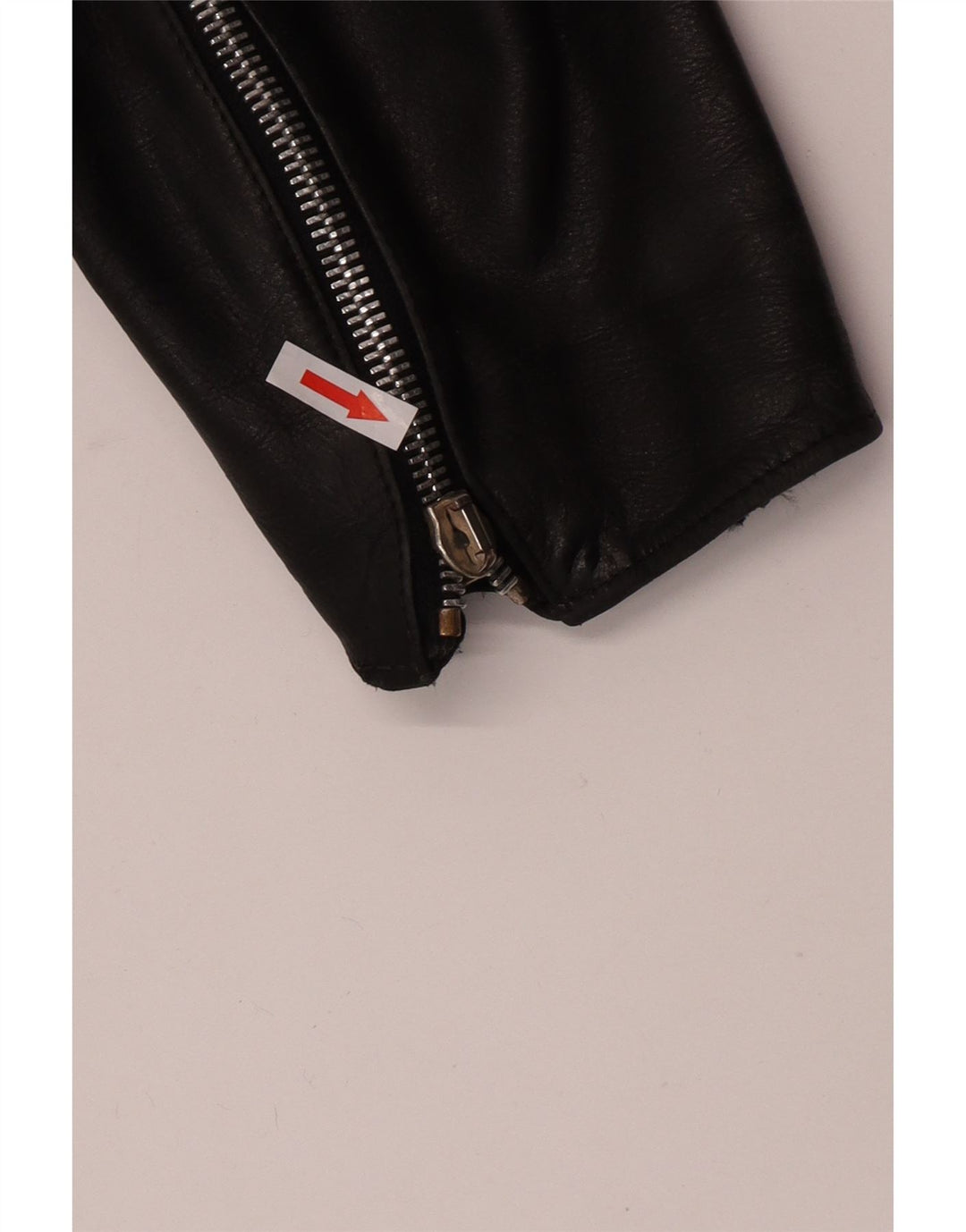 Vintage mujer crop cuero biker chaqueta Reino Unido 12 cuero negro medio