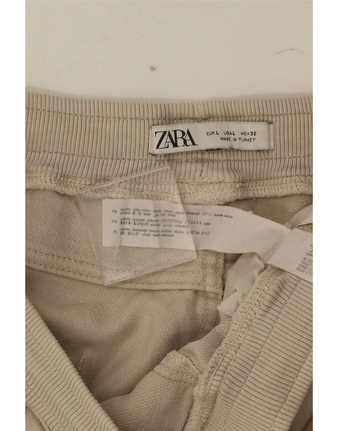 Zara Hombre Shorts Cargo Grande W32 Algodón Beige
