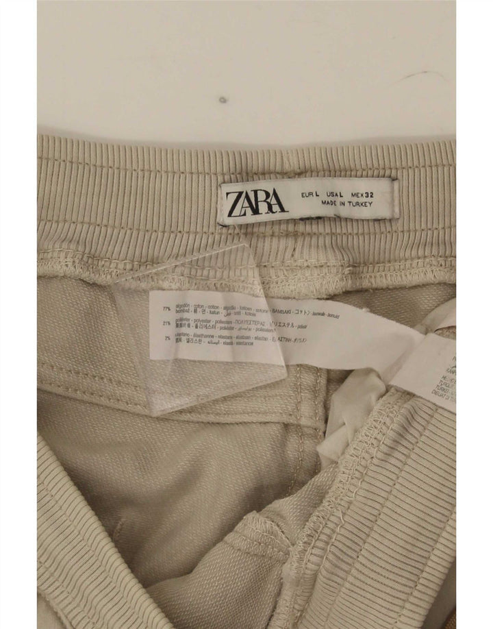 Zara Hombre Shorts Cargo Grande W32 Algodón Beige