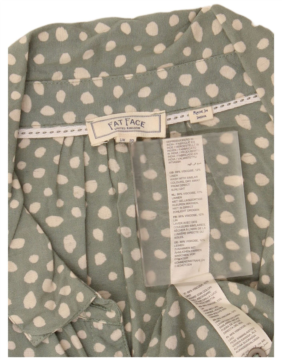FAT FACE Blusa camisera con lazo frontal para mujer UK 20 2XL Verde manchado