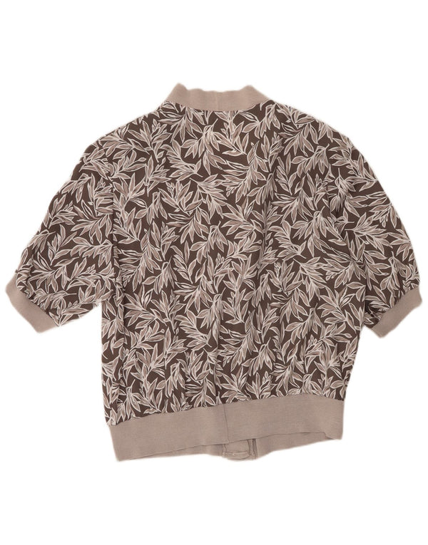 Vintage mujer camisa de manga corta blusa Reino Unido 18 XL poliéster floral gris