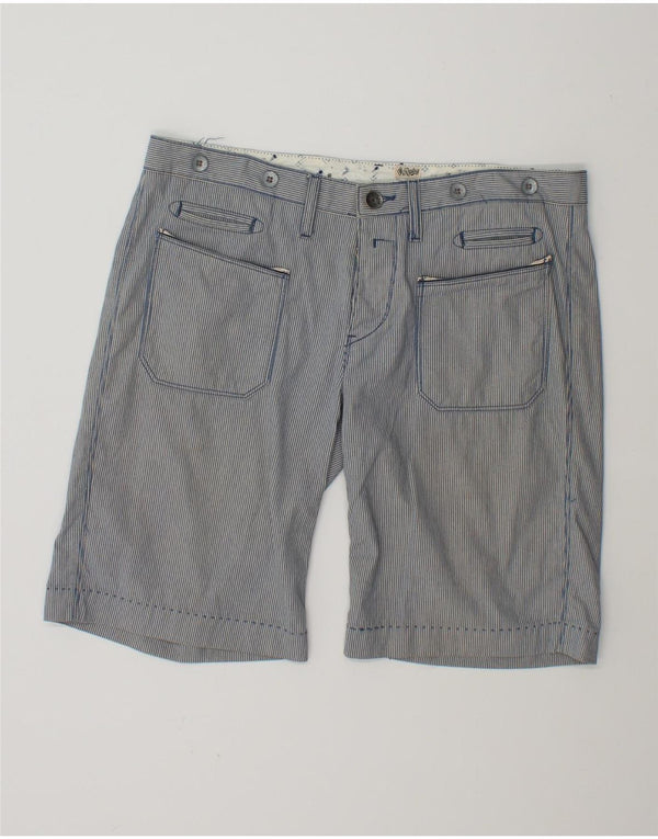 Replay Mens Cargo Shorts W29 Small  Blue Pinstripe Cotton