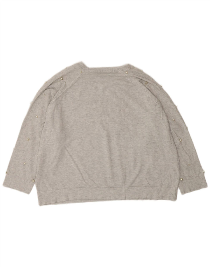 ZARA Jersey oversize con cuello barco para mujer, talla 44, color gris medio