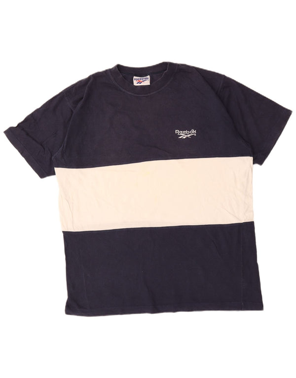 Reebok Camiseta Hombre Top XL Azul Marino Colorblock Algodón