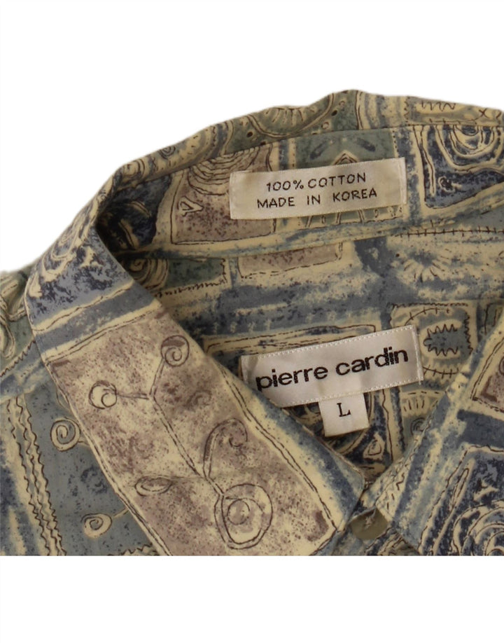 Pierre Cardin Camisa De Manga Corta Para Hombre Algodón Patchwork Azul Grande