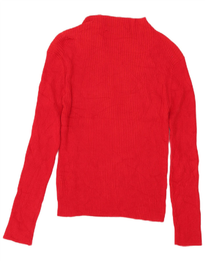 Zara Jersey con cuello alto para mujer, talla 44, talla grande, viscosa roja