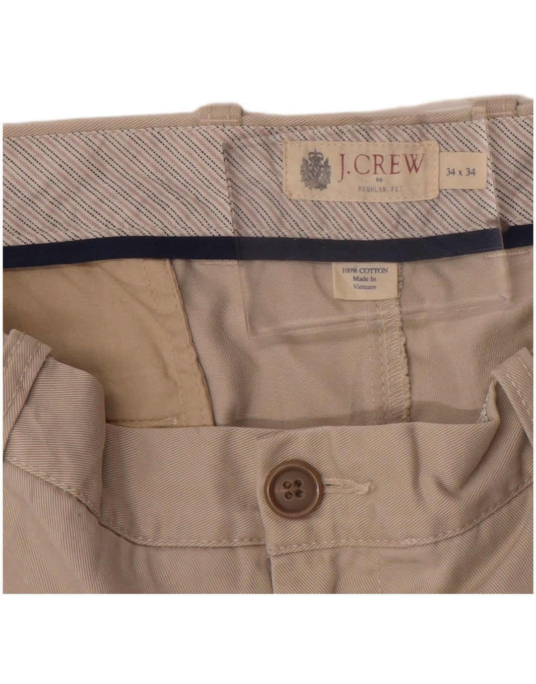 J. Crew Pantalones chinos rectos de corte regular para hombre W34 L34 Algodón beige