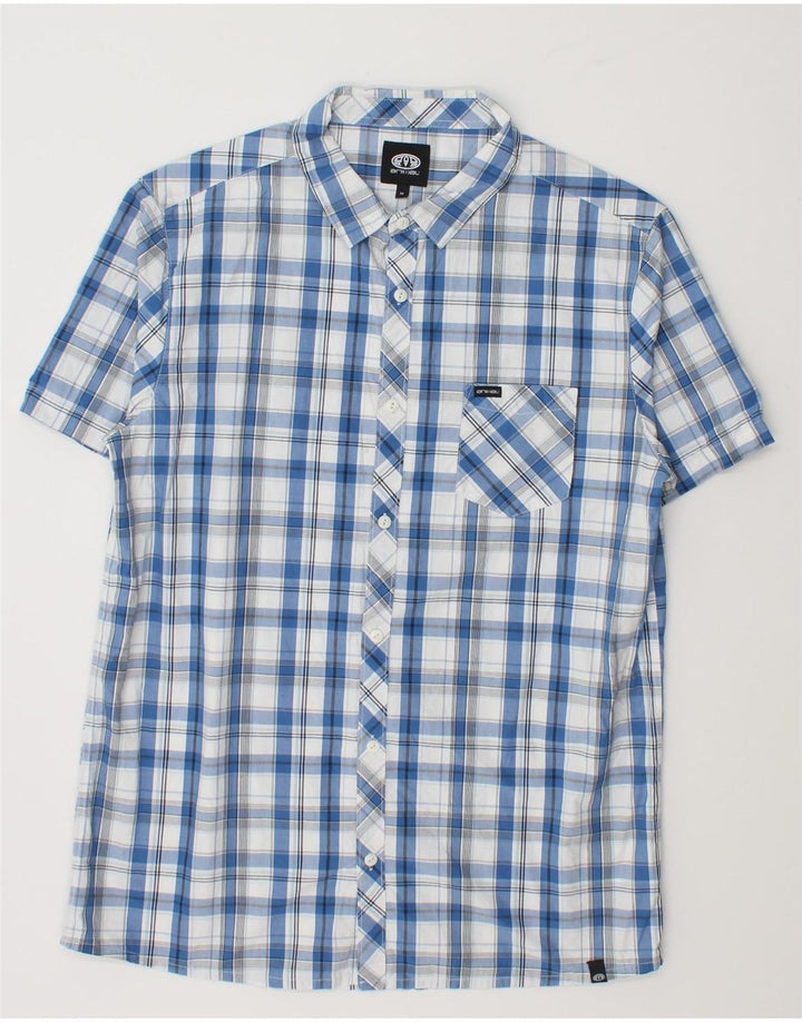 Camisa de manga corta para hombre Animal Algodón a cuadros azul medio