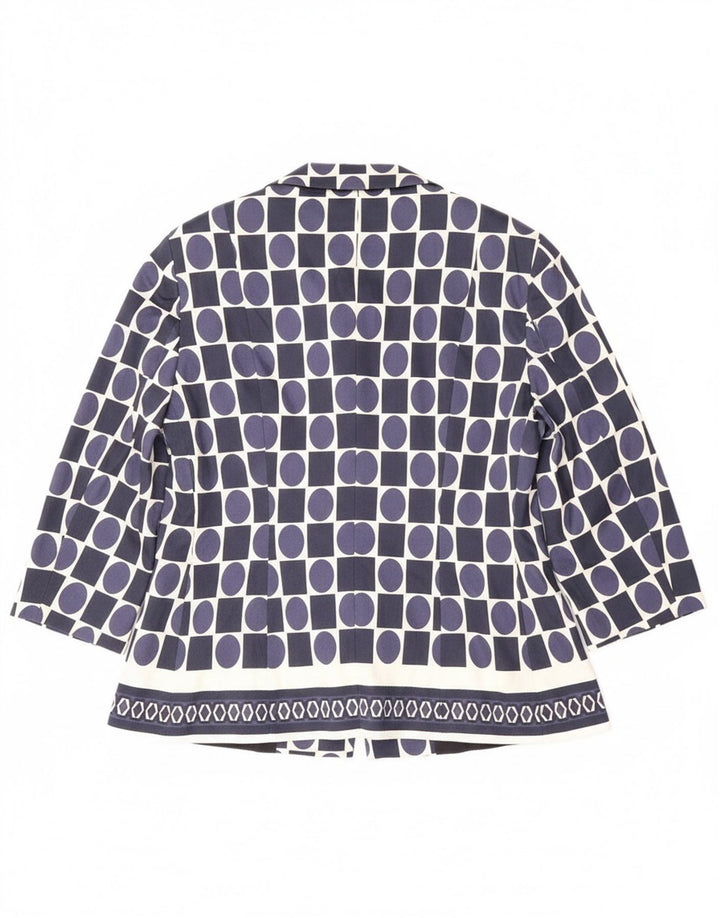 Perte by Krizia Chaqueta Blazer para Mujer UK 46 Grande Azul Marino Geométrico