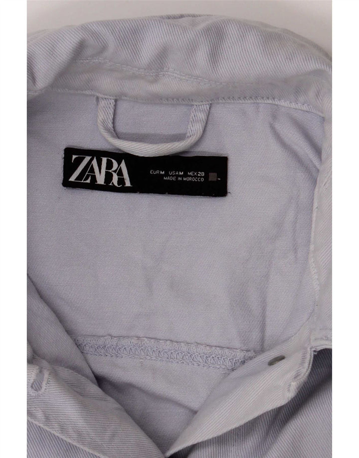 Zara Mujer Chaqueta Utilitaria Extragrande UK 44 Algodón Azul Medio