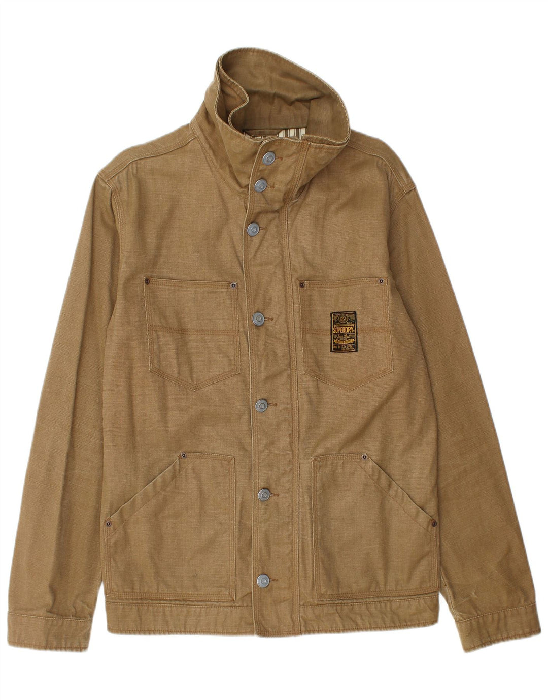 SUPERDRY Chaqueta utilitaria para hombre UK 40 Large Beige Cotton