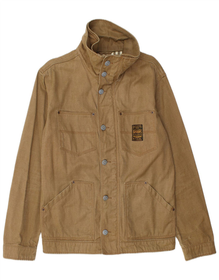 SUPERDRY Chaqueta utilitaria para hombre UK 40 Large Beige Cotton