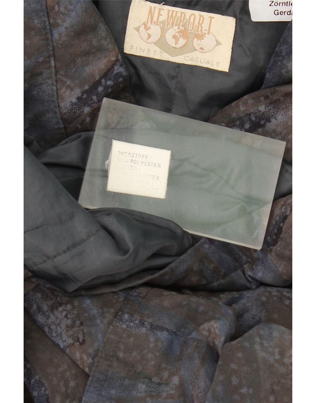 NEWPORT Womens Abstract Pattern Windbreaker Coat UK 22 3XL Navy Blue Vintage Newport and Second-Hand Newport from Messina Hembry 