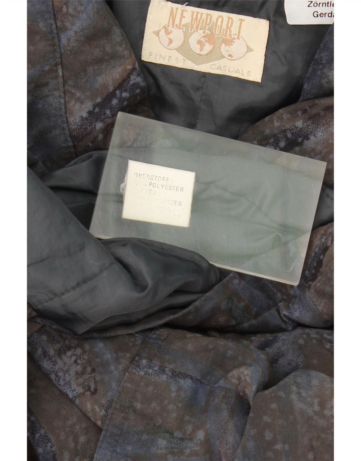 NEWPORT Womens Abstract Pattern Windbreaker Coat UK 22 3XL Navy Blue Vintage Newport and Second-Hand Newport from Messina Hembry 