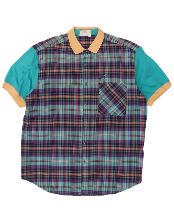 AUSTRALIAN L'ALPINA Camisa de manga corta para hombre IT 52 Large Cuadros multicolores
