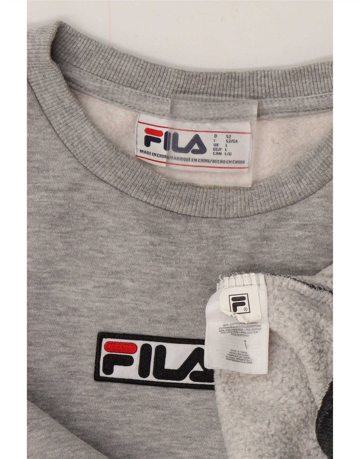 Fila Hombre Sudadera Jumper Grande Gris Colorblock Algodón