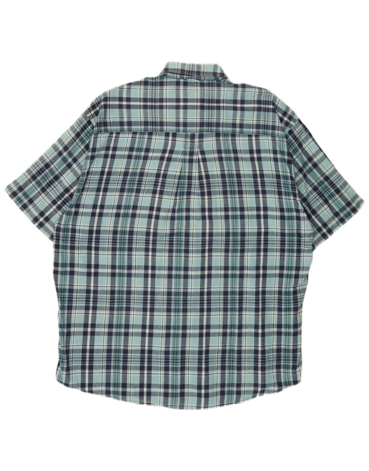 EDDIE BAUER Camisa de manga corta para hombre XL Algodón a cuadros azul