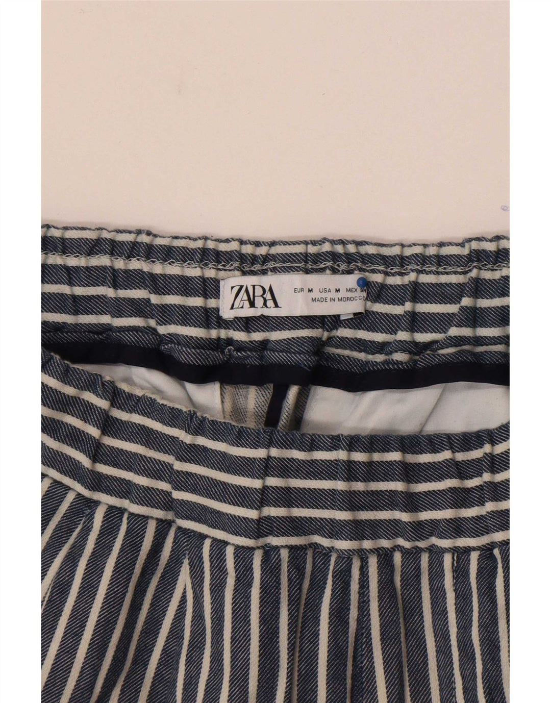 Zara Hombre Shorts Deportivos Medianos Azul Marino Rayas
