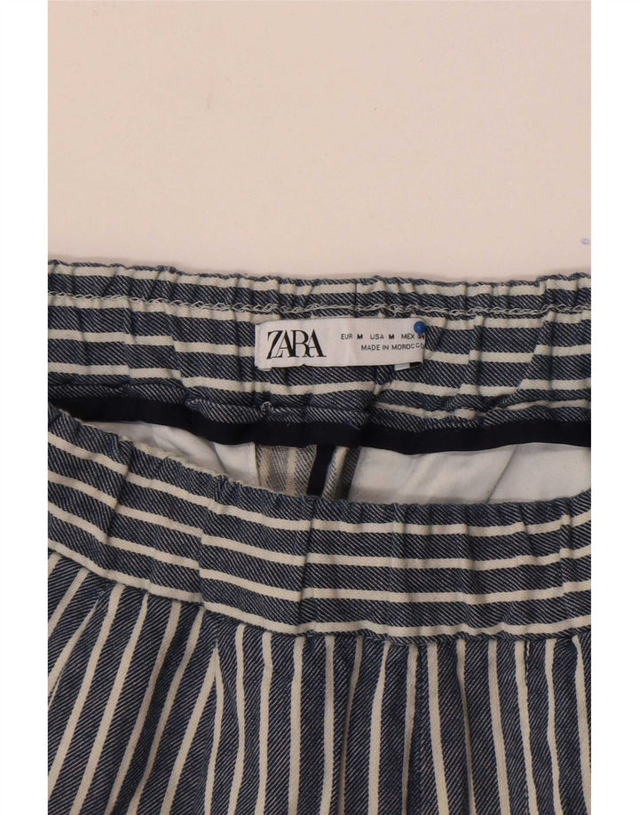 Zara Hombre Shorts Deportivos Medianos Azul Marino Rayas