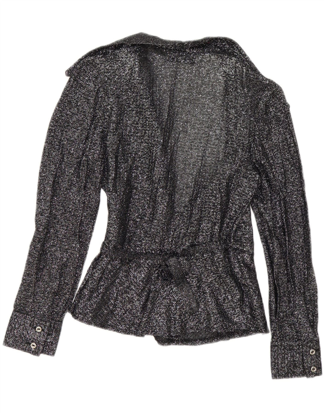 Vintage mujer abrigo camisa blusa EU 38 medio negro moteado