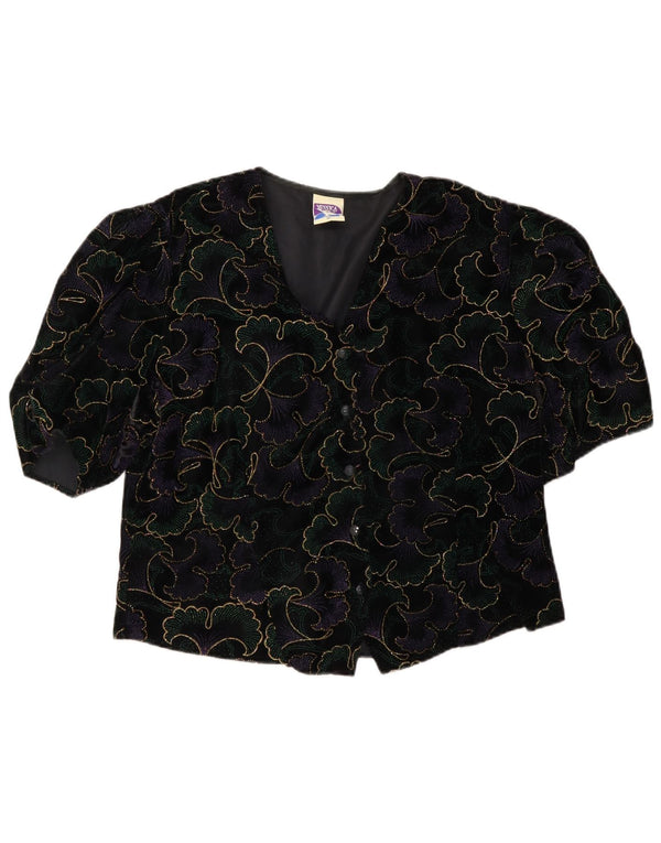 Yessica Blusa camisera de manga corta para mujer EU 42 Large Acetato floral negro
