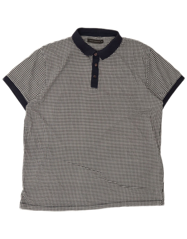 French Connection Polo para hombre 2XL Algodón de pata de gallo negro