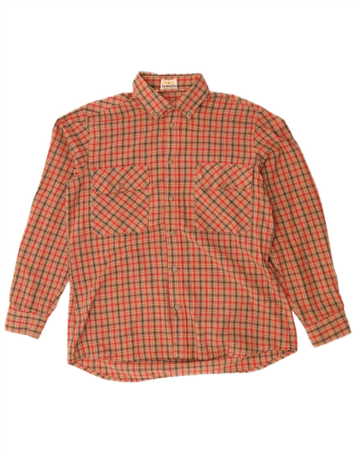 Camisa de franela para hombre Ivy Oxford con cuadros rojos medianos