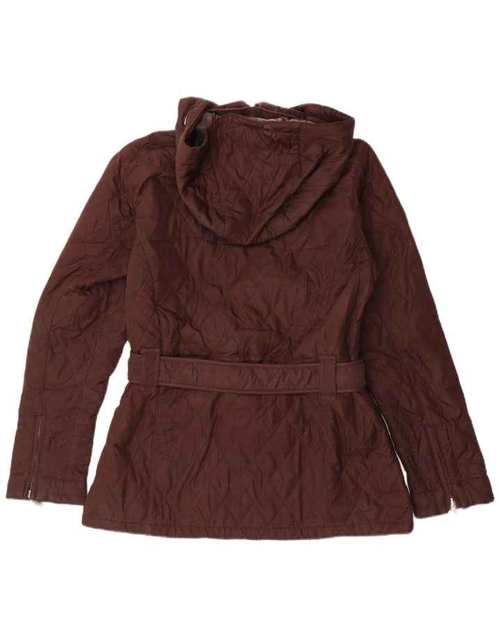 BARBOUR Chaqueta acolchada con capucha de tartán de invierno para mujer Reino Unido 12 Marrón medio