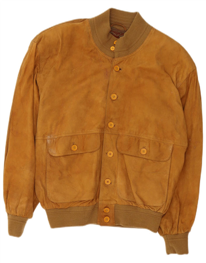 Vintage hombres ante bomber chaqueta Reino Unido 38 medio beige