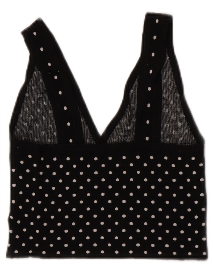 Zara Top corto sin mangas para mujer UK 8 Small Viscosa negra manchada