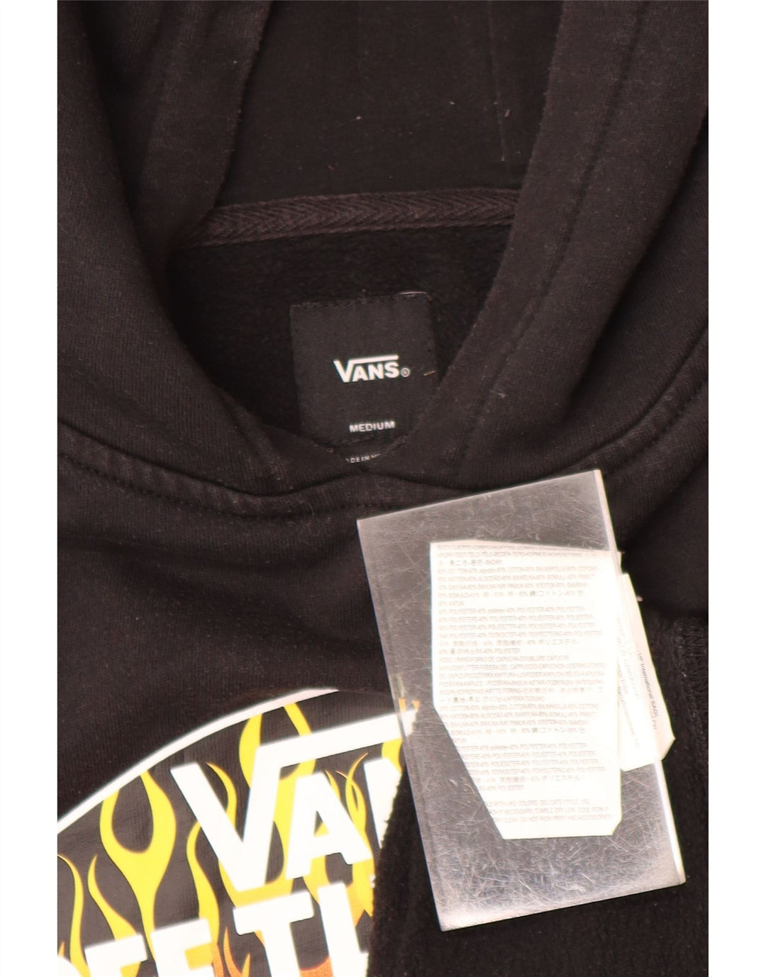 VANS Sudadera con capucha gráfica para niños 10-11 años Mediana Negro Algodón