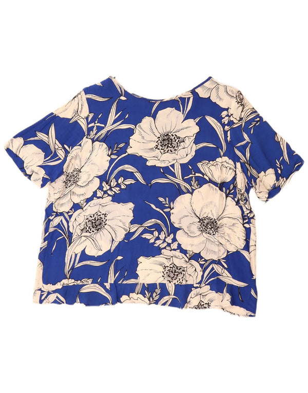 ZARA Blusa extragrande para mujer Top UK 46 Large Azul Floral