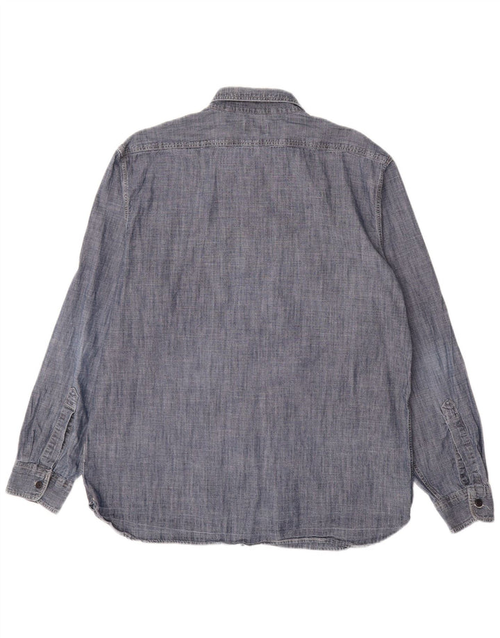 DOCKERS Camisa para hombre grande azul marino