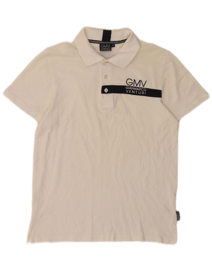 Gianmarco Venturi Polo gráfico para hombre de algodón blanco mediano