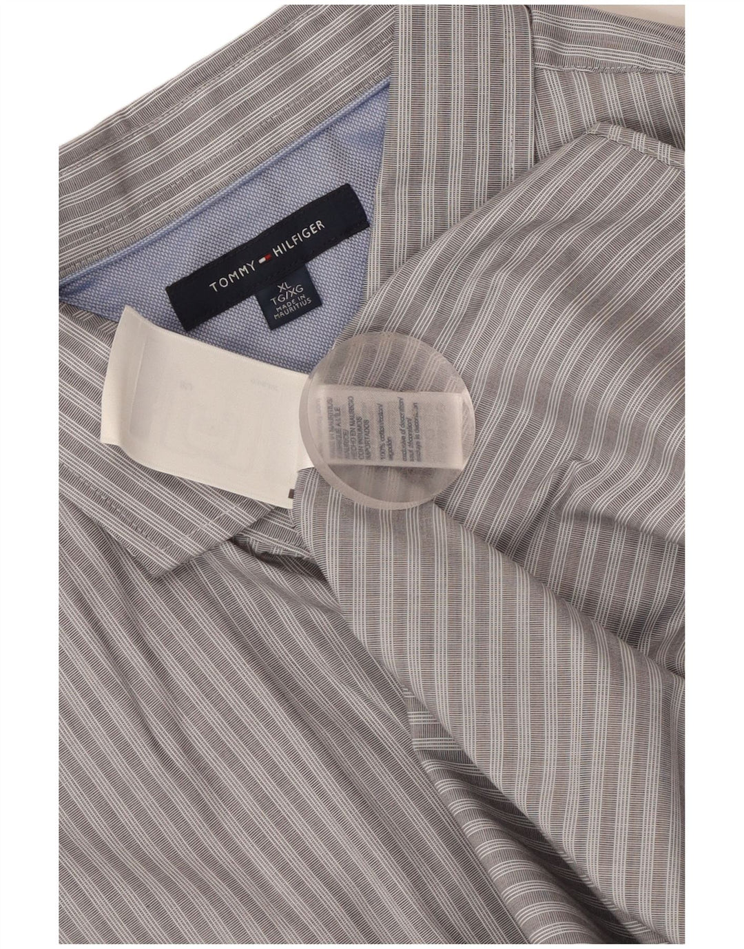 Camisa Tommy Hilfiger Hombre XL Algodón Rayas Gris