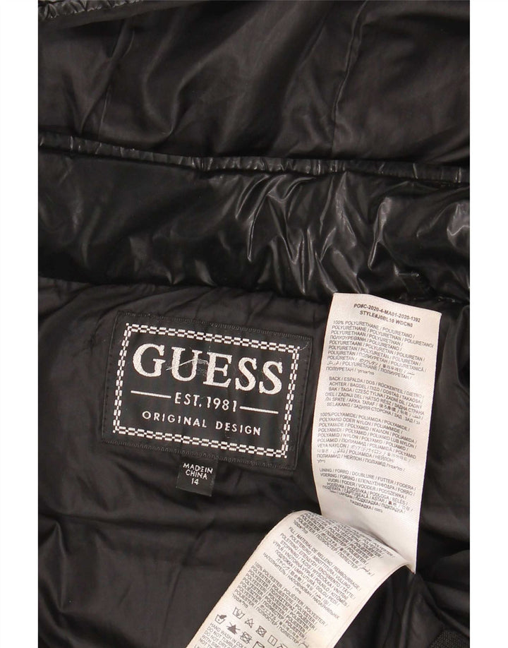 Guess Chaqueta Acolchada Con Capucha Niña 13-14 Años Poliuretano Negro