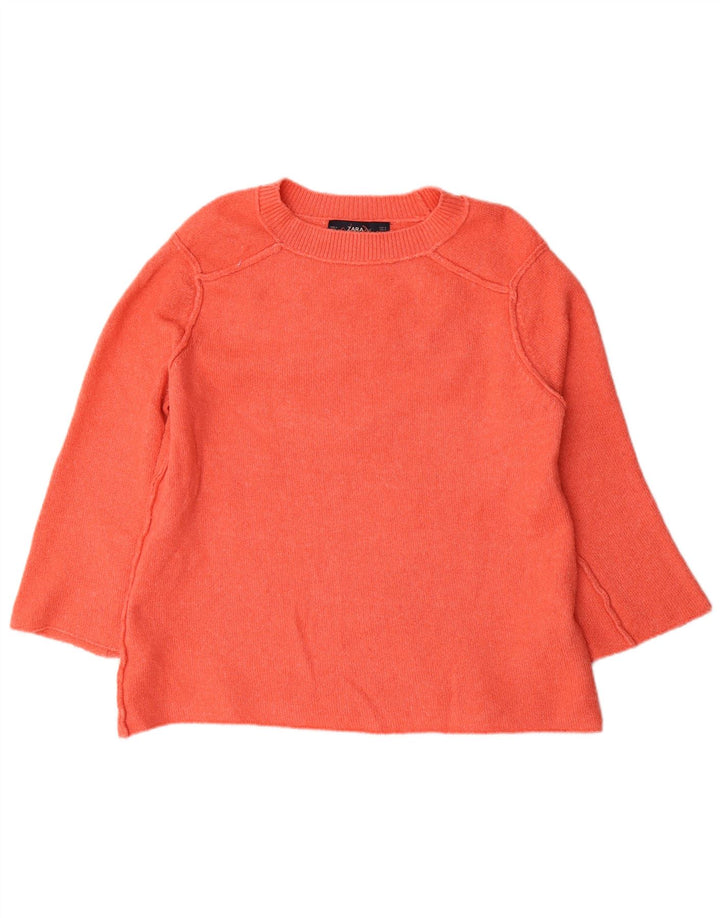 Zara - Jersey extragrande con cuello barco para mujer, talla 40, poliéster naranja pequeño