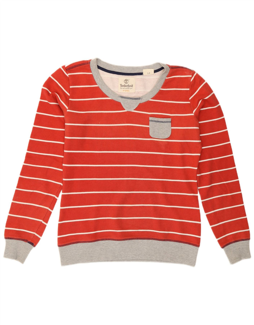 Timberland - Sudadera extragrande para mujer, talla 10, color rojo a rayas