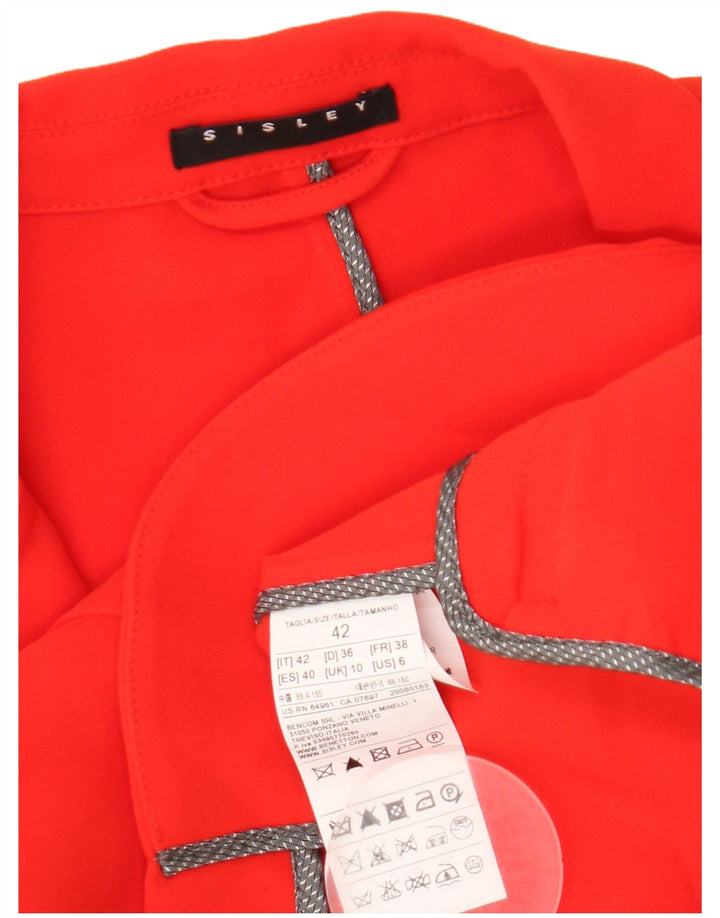 Sisley Chaqueta tipo blazer de 4 botones para mujer UK 10 Small Naranja Poliéster