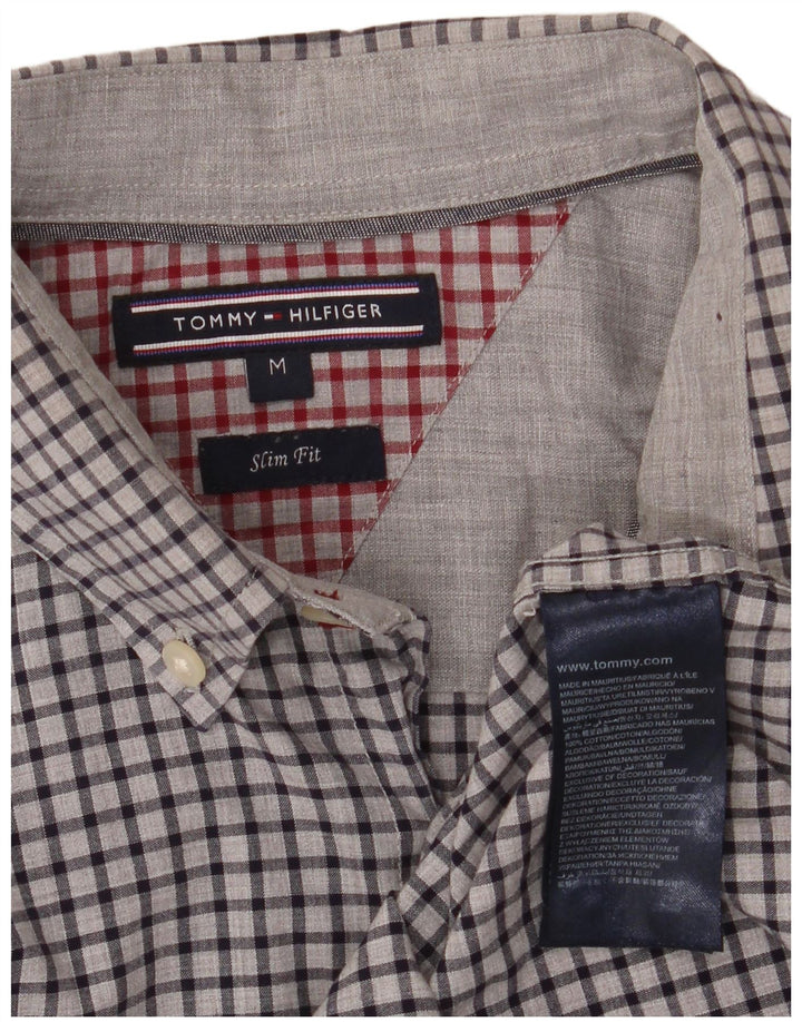 Tommy Hilfiger Camisa Slim Fit De Algodón A Cuadros Gris Medio